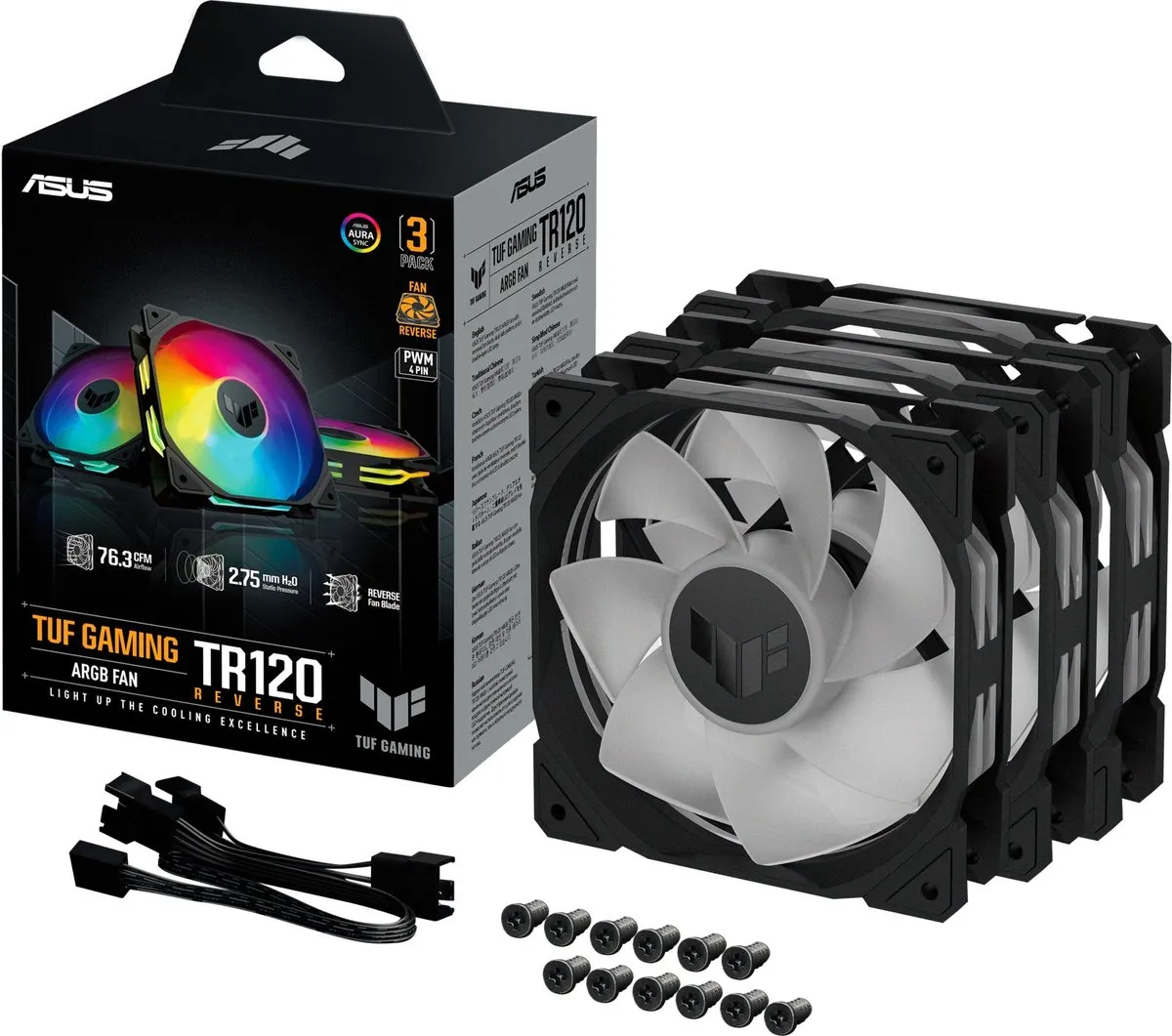 ASUS TUF Gaming TR120 ARGB Reverse Ventilator - 3x 120mm - Zwart