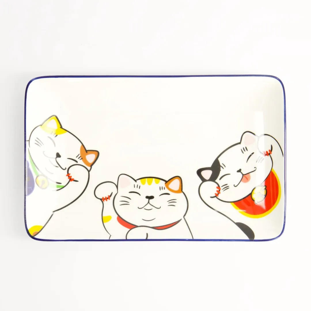 Tokyo Design Studio Kawaii Lucky Cat Sushi Bord 21x13.5cm - Wit