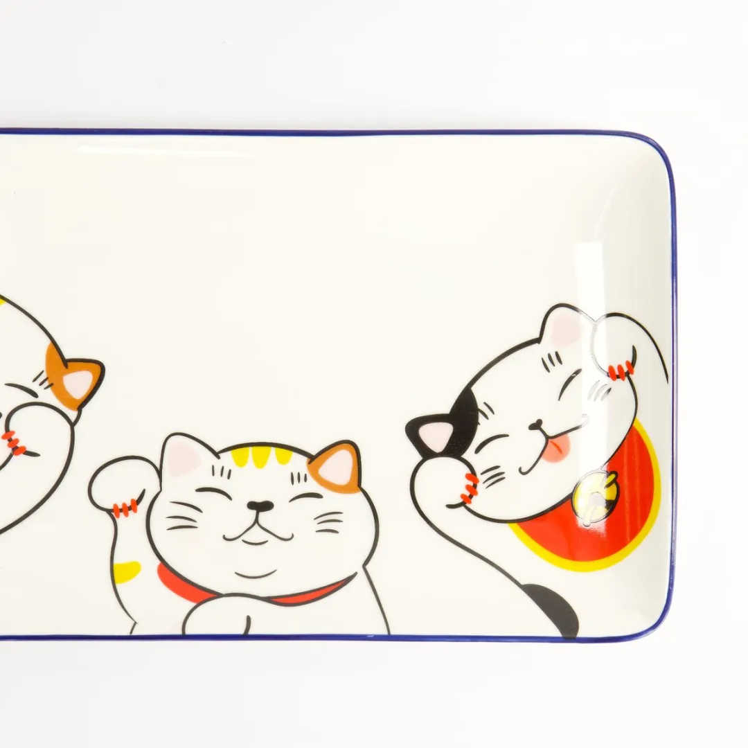 Tokyo Design Studio Kawaii Lucky Cat Sushi Bord 21x13.5cm - Wit