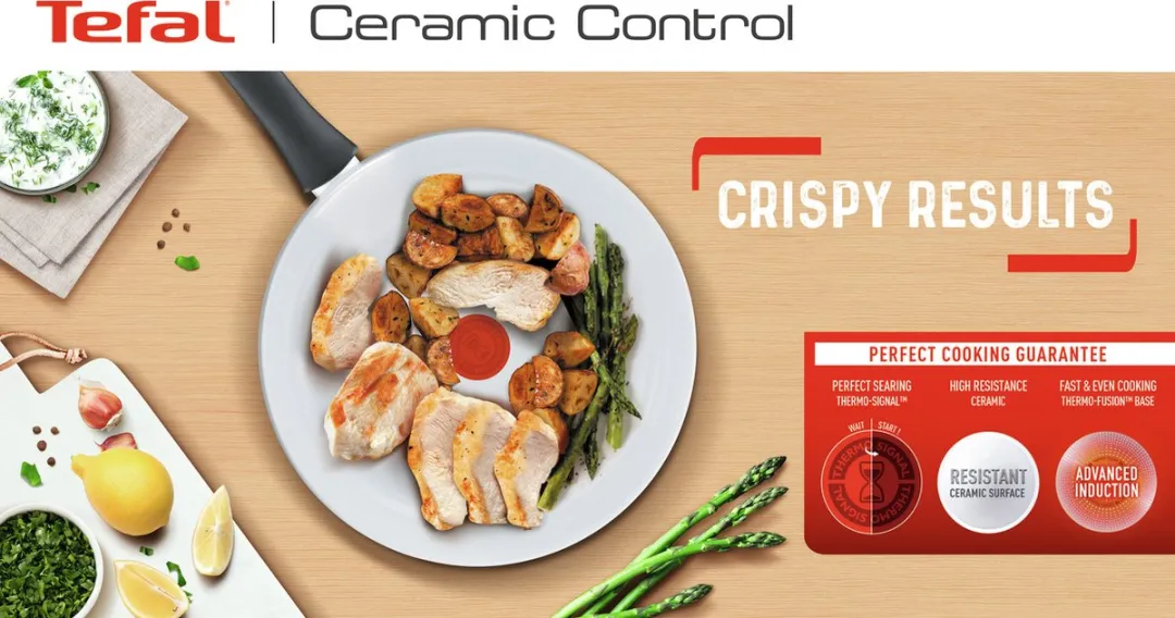 Tefal Ceramic Control Wokpan 28cm - Wit