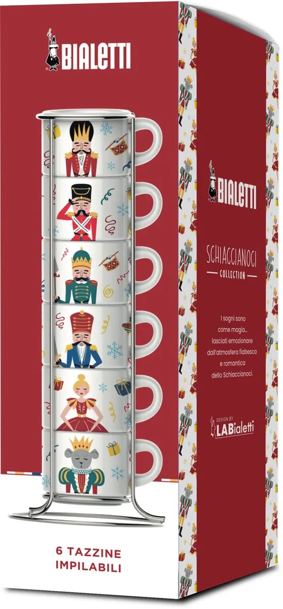 Bialetti Nutcracker 6 Stapelbare Mokken - Wit