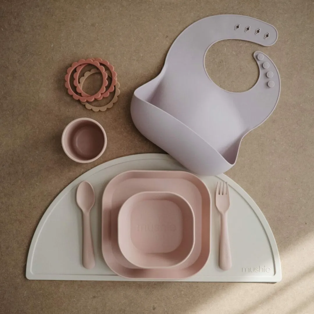 Mushie Vierkante Kommen Set 2 Stuks - Blush