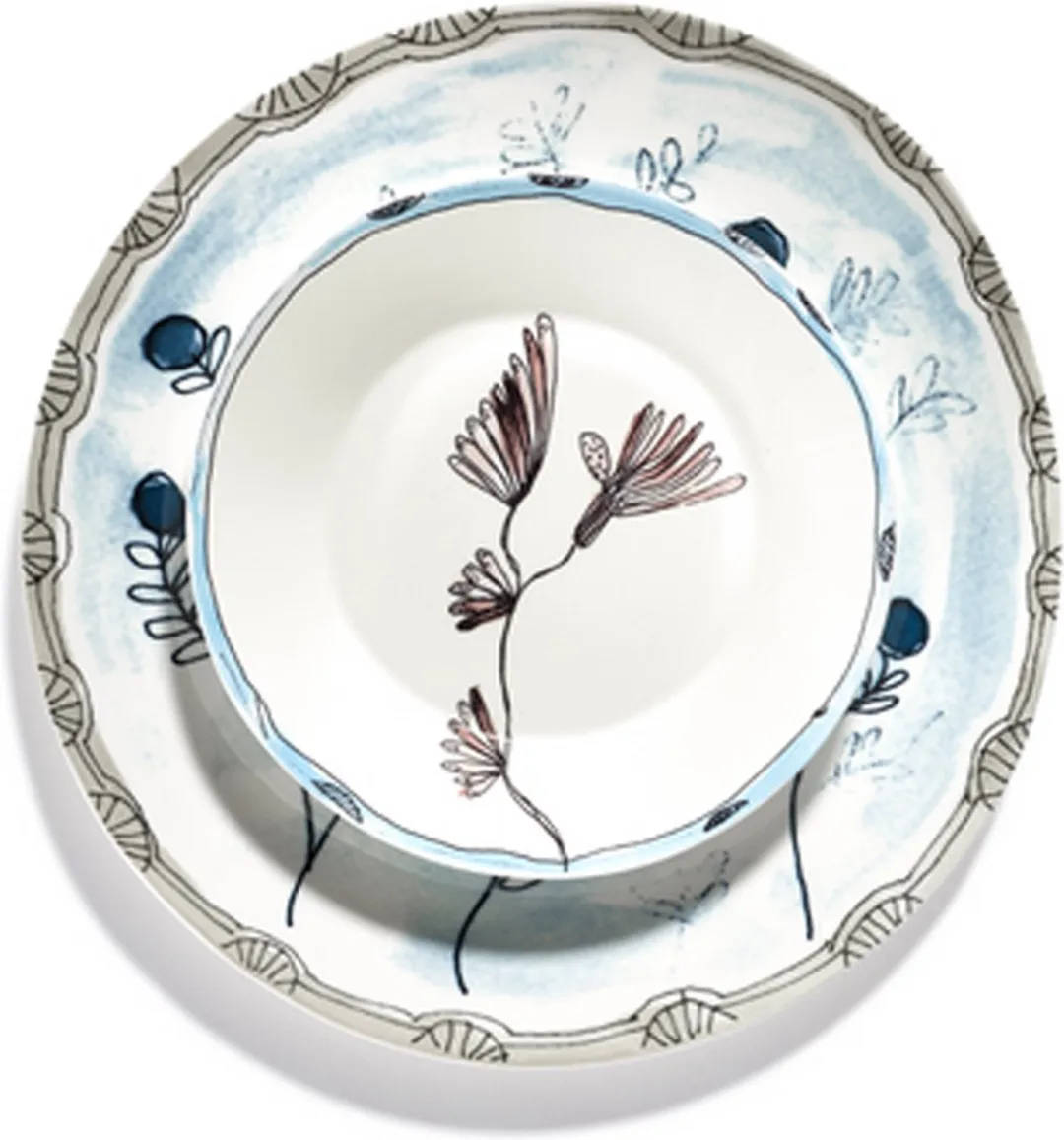 Serax MARNI Midnightflowers Bord L Mirtillo Tea 28cm - 2 Stuks