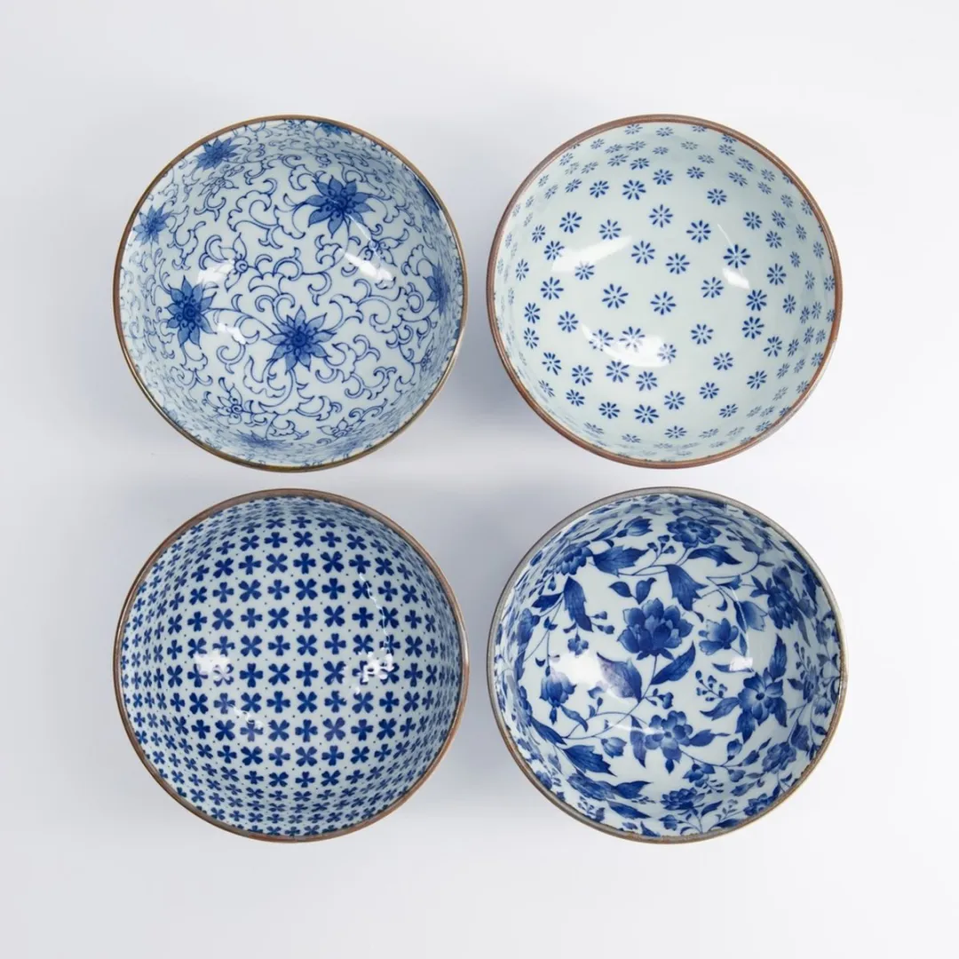 Tokyo Design Studio Mixed Bowls 33217 Kom - 4-delig Blauw/Wit