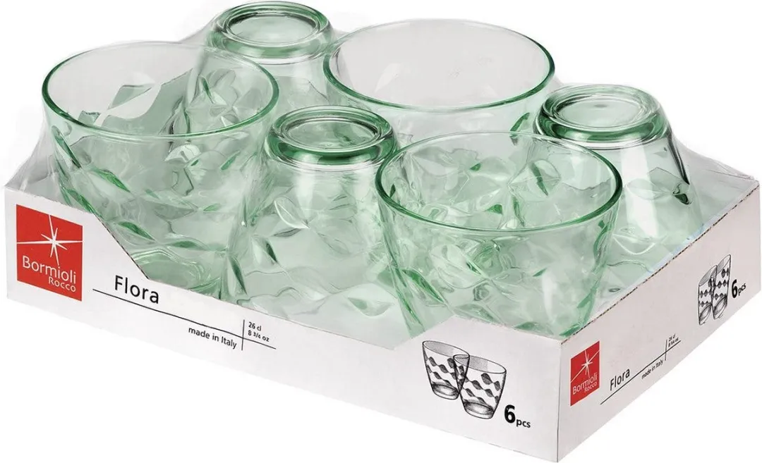 Bormioli Rocco Flora Verde Glazen 260ml - 6 Stuks