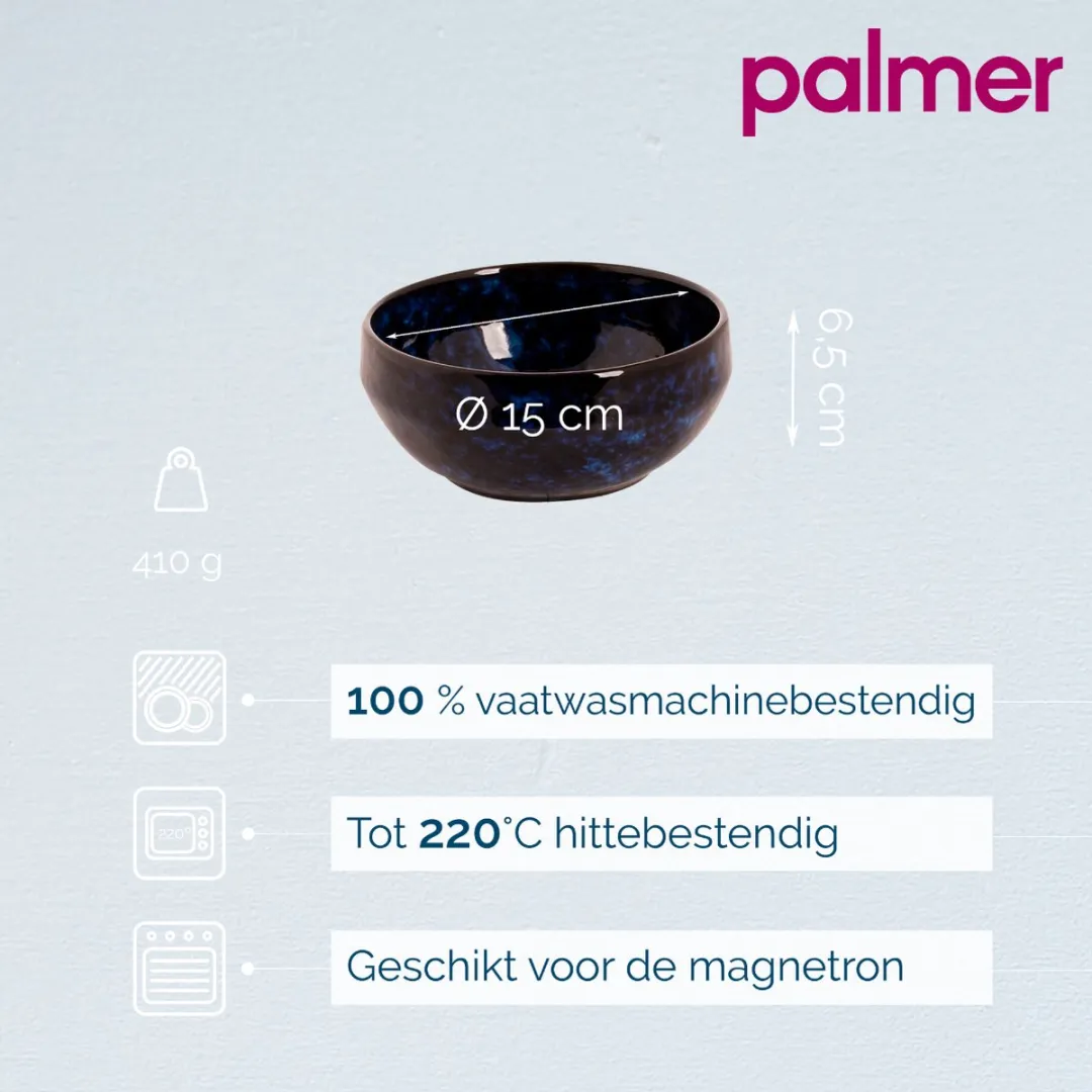 Palmer Bama Blue Schalen - 4 Stuks - 65cl - ø15cm