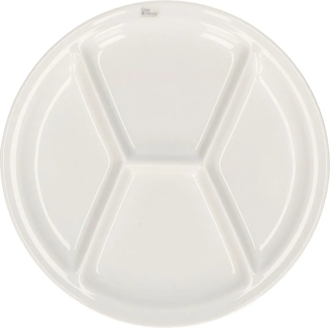 Cosy&Trendy Fondue/Gourmet Bord 4-vaks - 2 Stuks - Ø26cm - Wit