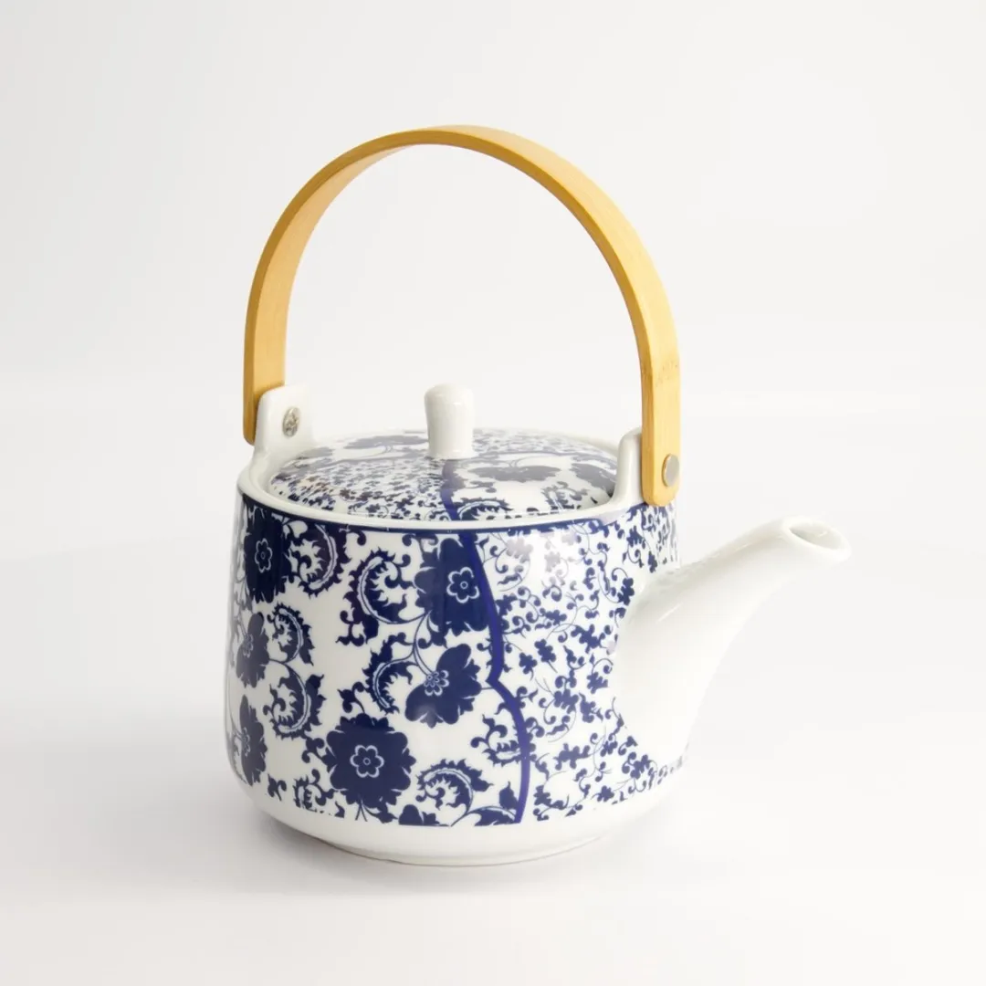 Tokyo Design Studio Bloem Theepot 1L - Blauw/Wit