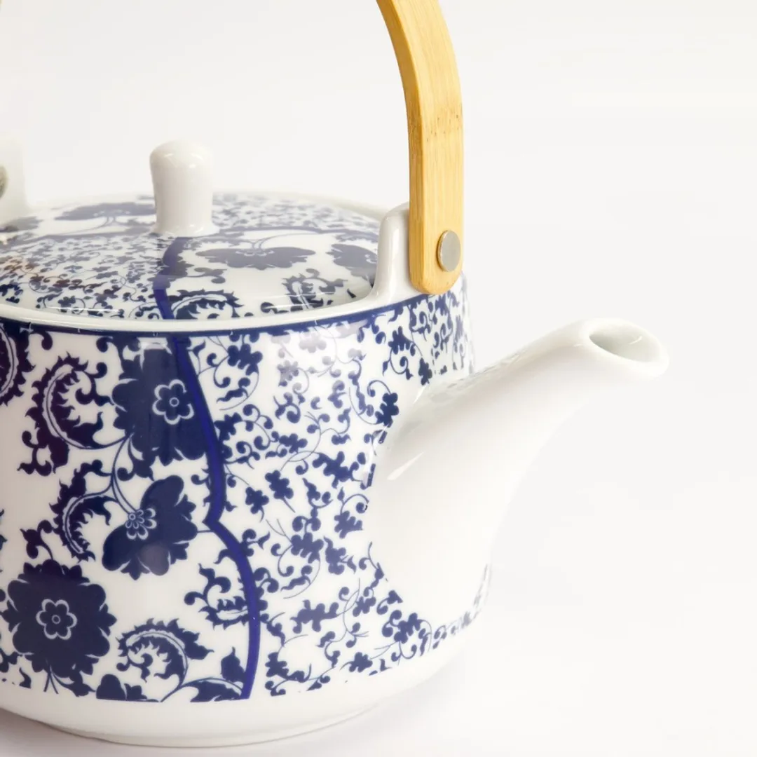 Tokyo Design Studio Bloem Theepot 1L - Blauw/Wit