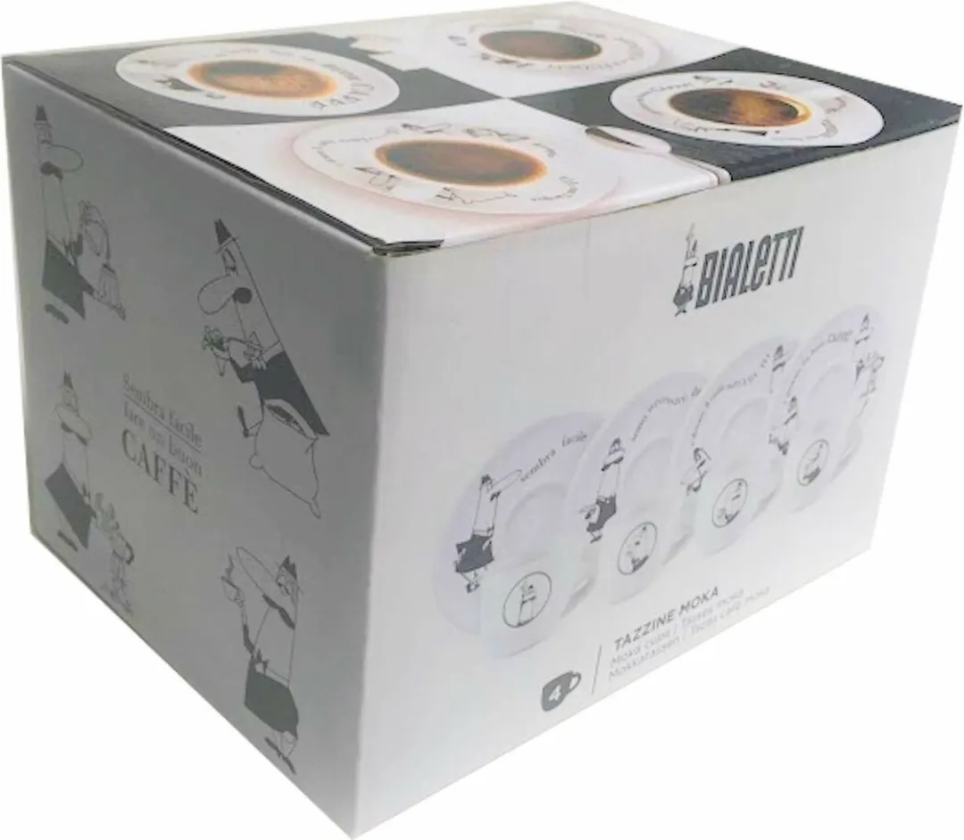 Bialetti Koffiekop met Schotel 80ml - Set van 4 - Wit