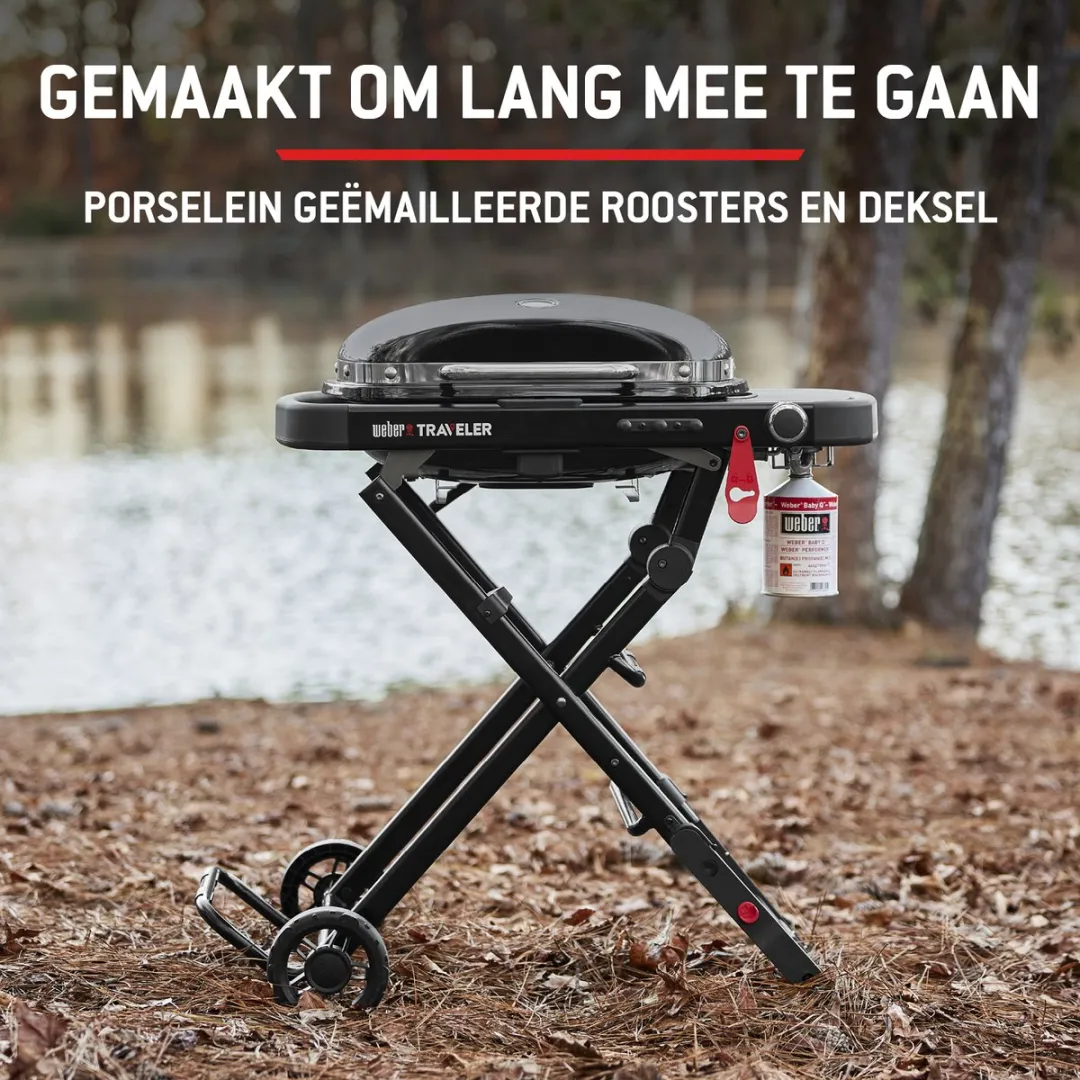 Weber Traveler Compact Gasbarbecue Stealth Edition - 12 Burgers - Zwart