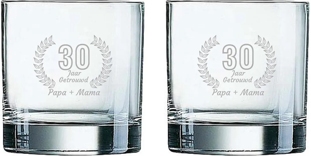 Arcoroc Gegraveerde Whiskeyglazen 38cl Papa & Mama Set