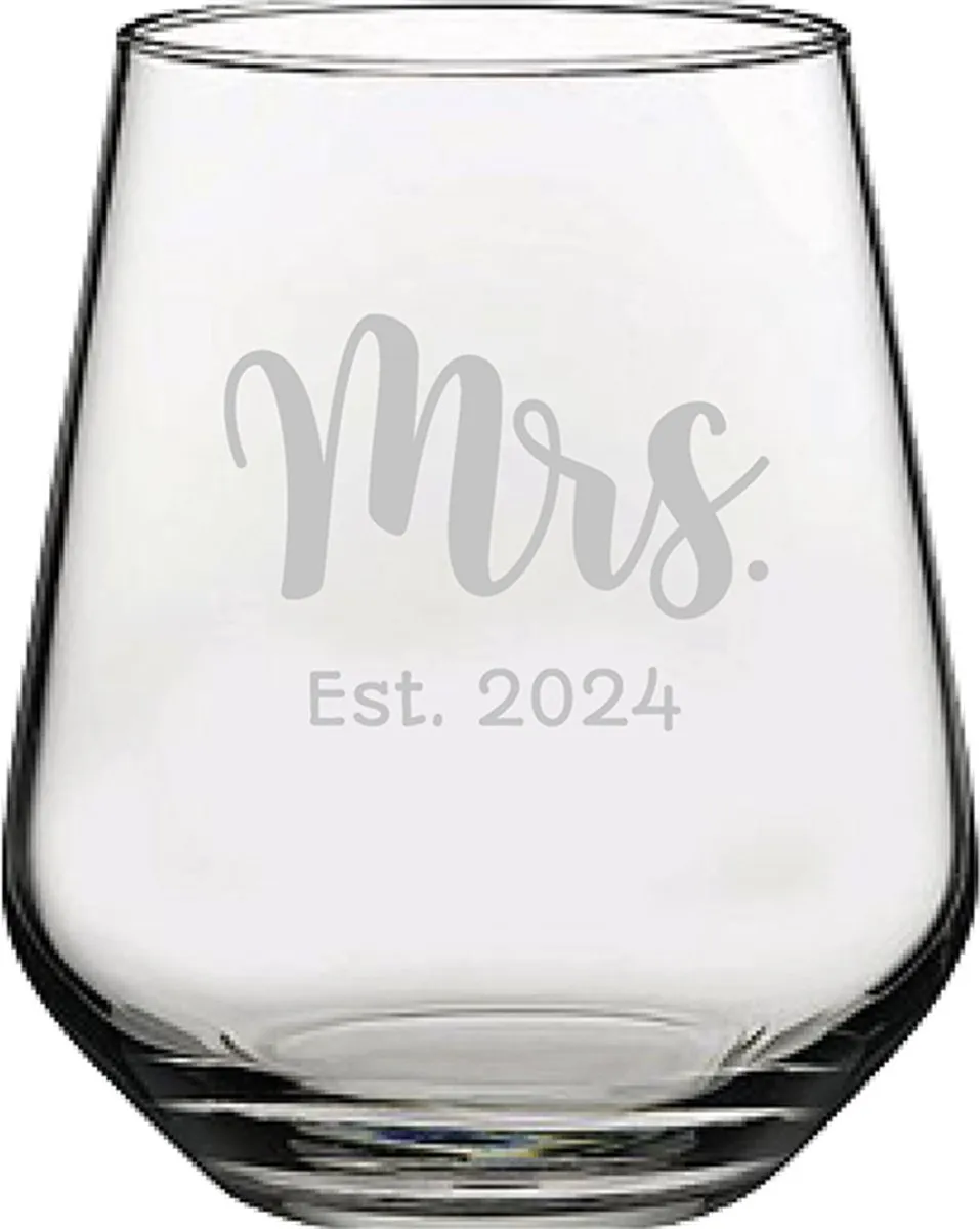 Pasabahce Gegraveerd Drinkglas Mrs. Est. 2024