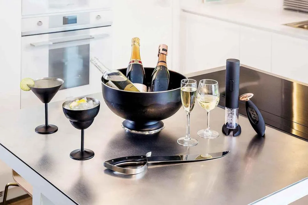 Cosy&Trendy Champagne Emmer Op Voet - Ø31cm - Zwart