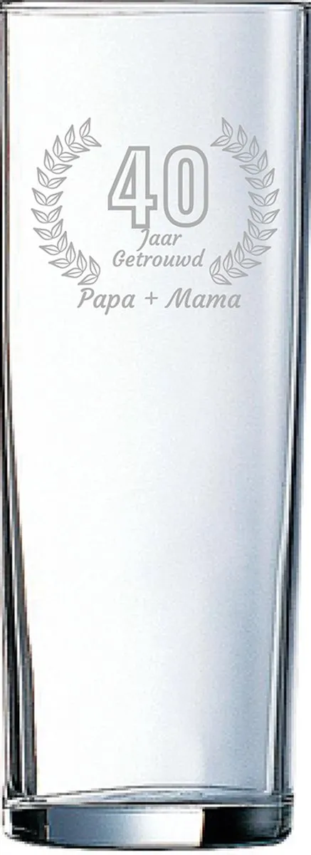 Arcoroc Gegraveerd Longdrinkglas Papa + Mama 40 Jaar Getrouwd 31cl
