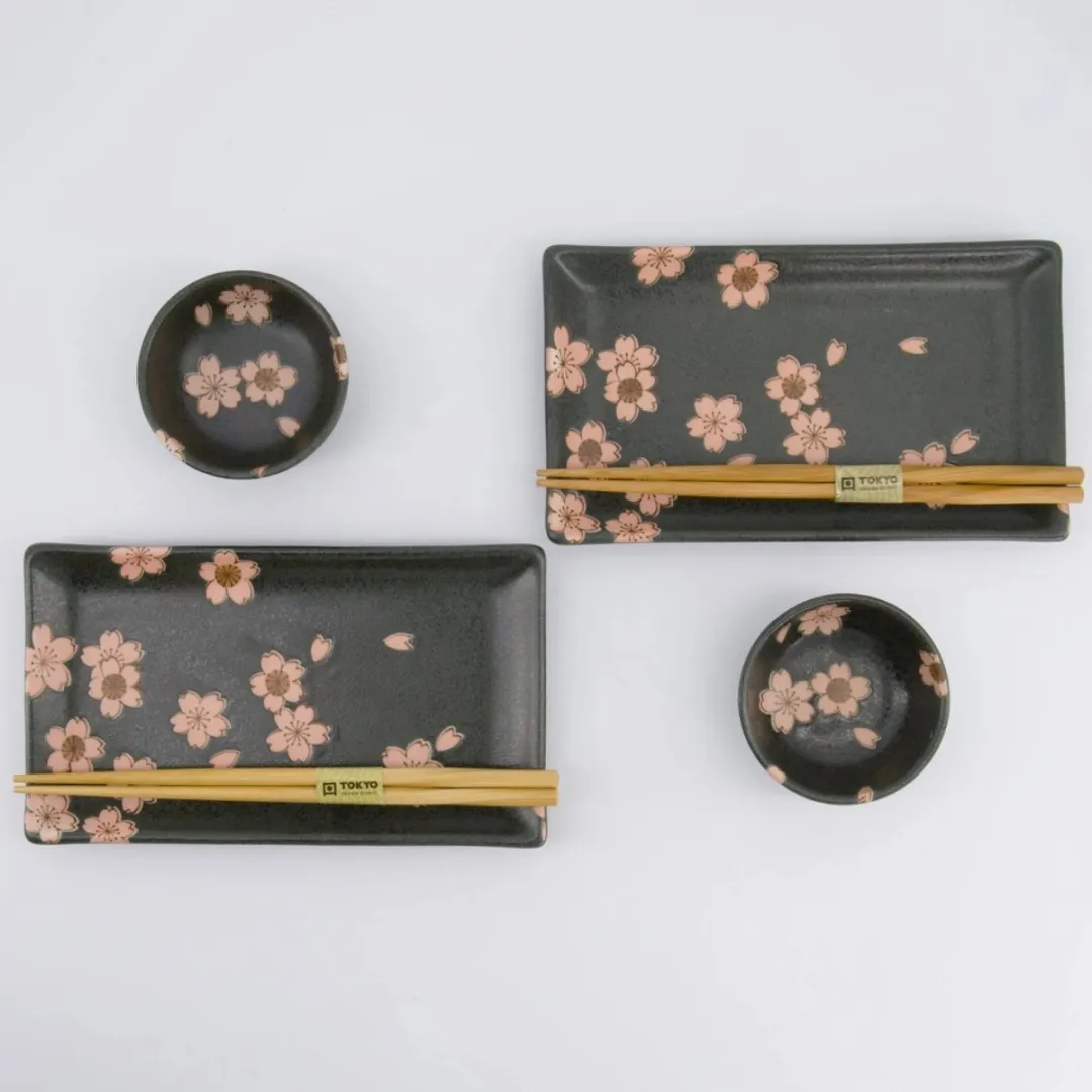 Tokyo Design Studio Sakura Sushi Giftset 6-delig - Zwart