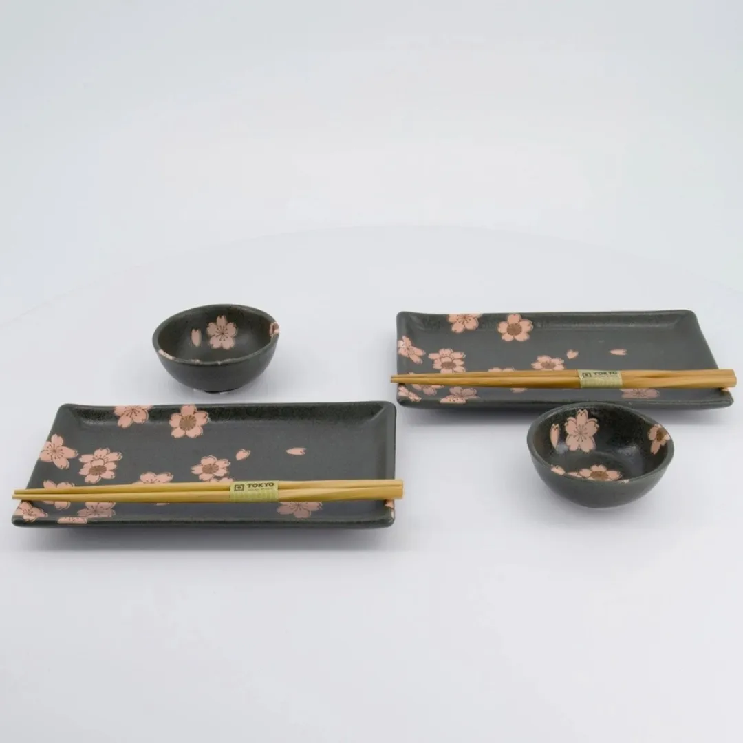 Tokyo Design Studio Sakura Sushi Giftset 6-delig - Zwart
