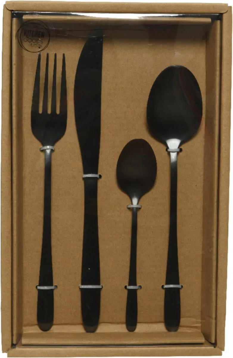 Decoris Bestekset 16-delig - 2x32 Stuks Zwart