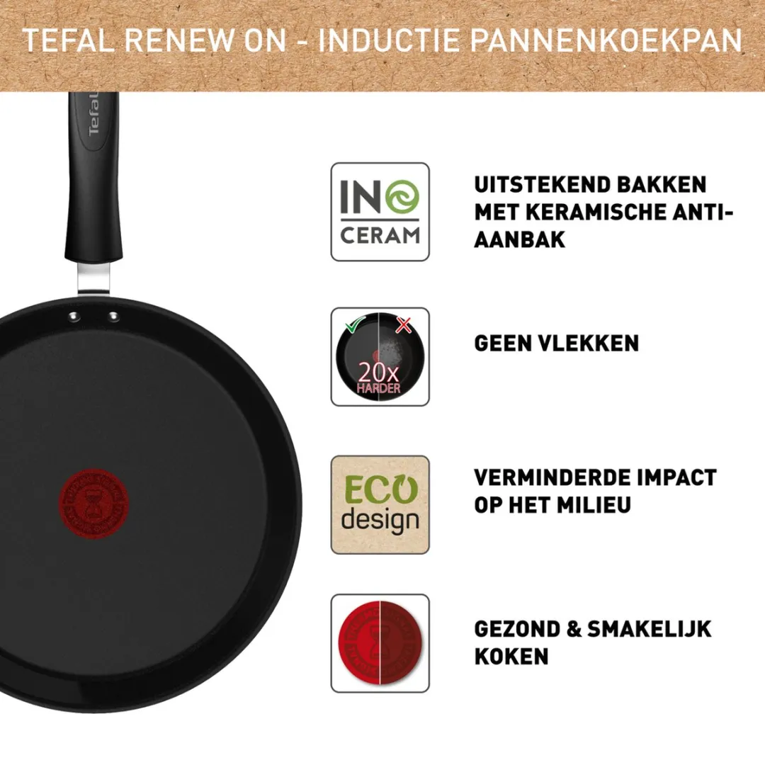 Tefal Renew Black ON Keramische Pannenkoekenpan 25cm - Inductie