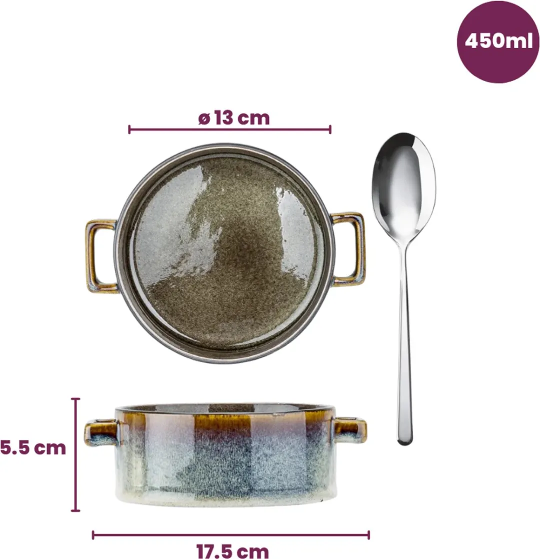 Cosy&Trendy Quintana Soepkommen - Set van 4 - 450ml - Groen