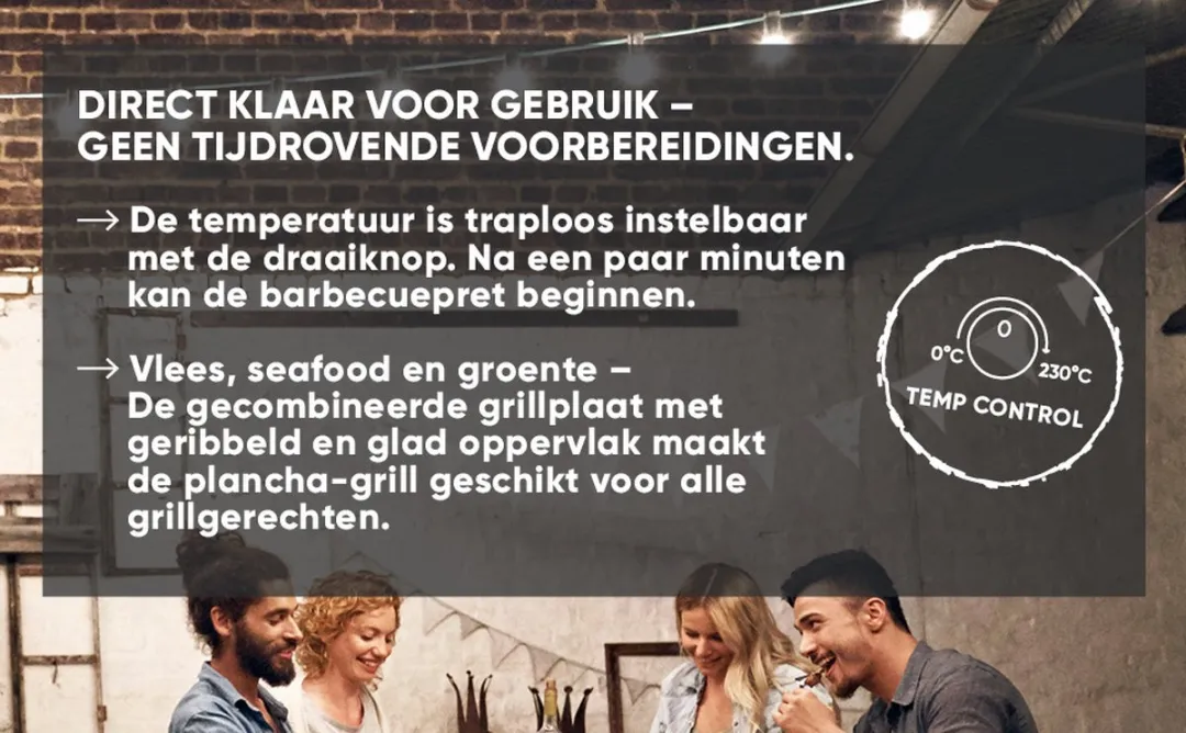 Severin PG 8564, Plancha - Tafelgrill - glad en geribbeld oppervlak - binnen en buiten - 230 °C