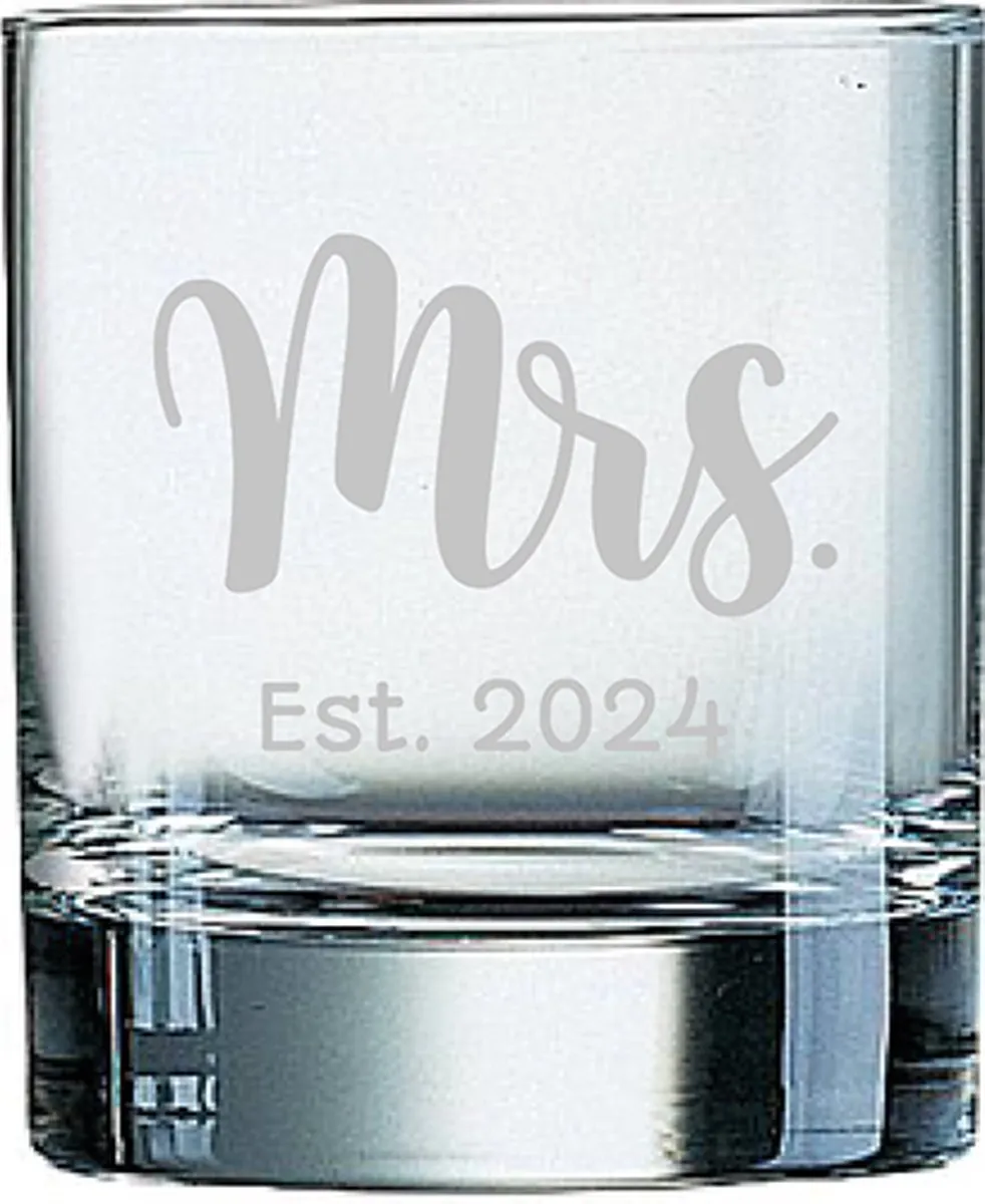 Arcoroc Mrs. Est. 2024 Gegraveerd Whiskeyglas 20cl