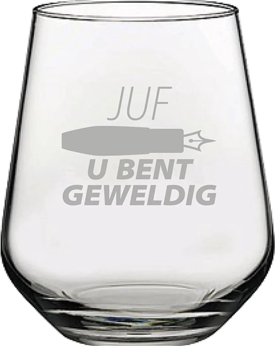Pasabahce Gegraveerd Drinkglas Juf Geweldig 42,5cl