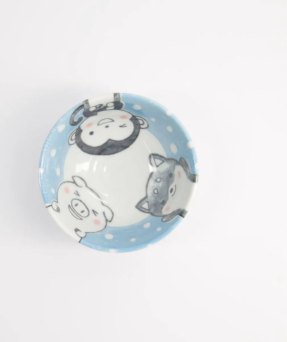 Tokyo Design Studio Kawaii Rijstkom Dieren - 300ml - Blauw/wit