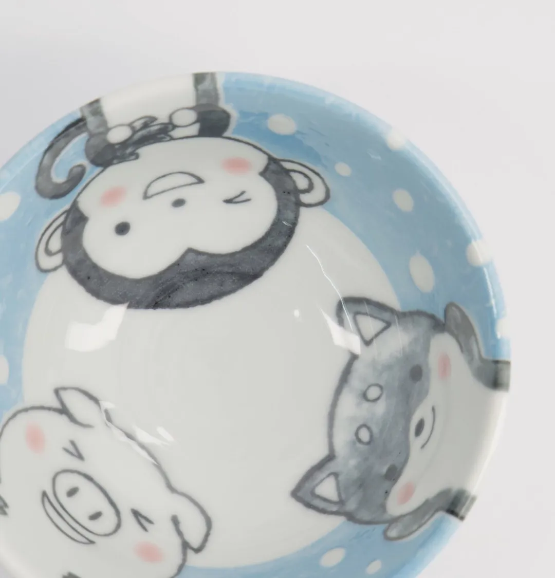 Tokyo Design Studio Kawaii Rijstkom Dieren - 300ml - Blauw/wit