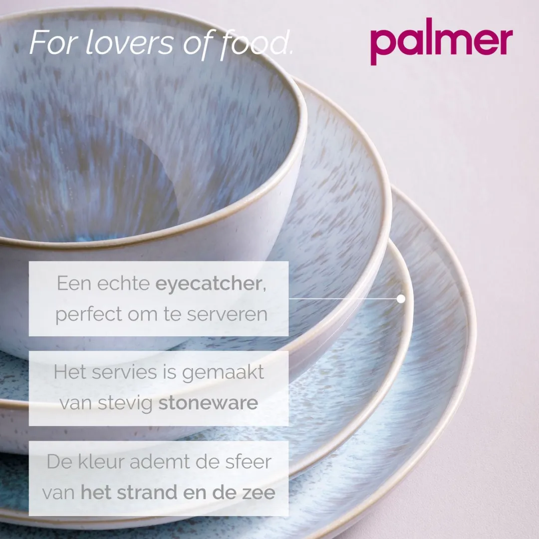 Palmer Light Blue Sea Bordenset - 2 Stuks ø28,5cm - Wit/Lichtblauw