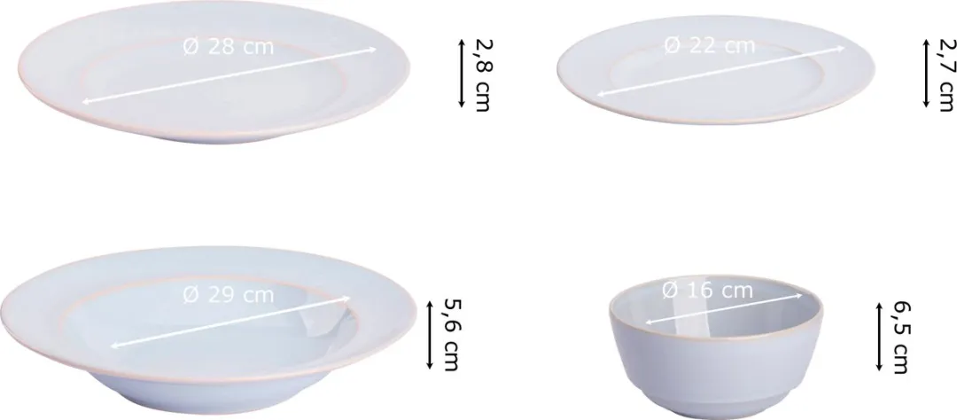 Palmer Barolo Serviesset 24-delig - 6 Personen - Lichtblauw Stoneware