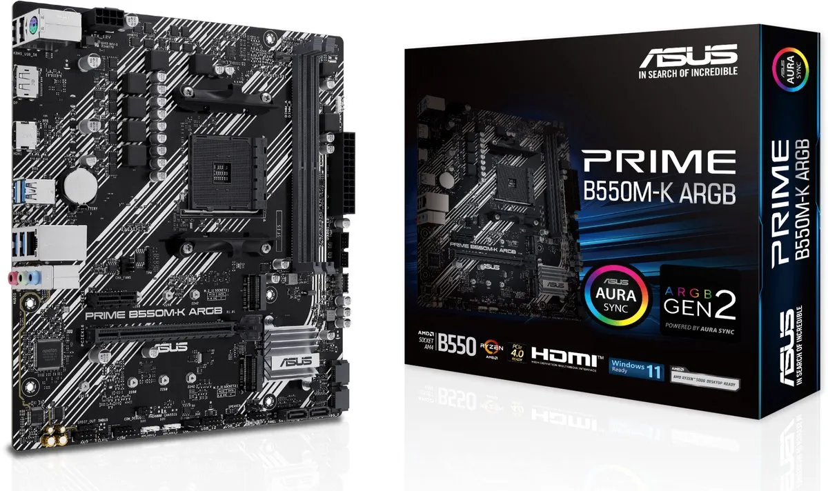 ASUS PRIME B550M-K ARGB B550 Micro-ATX Moederbord