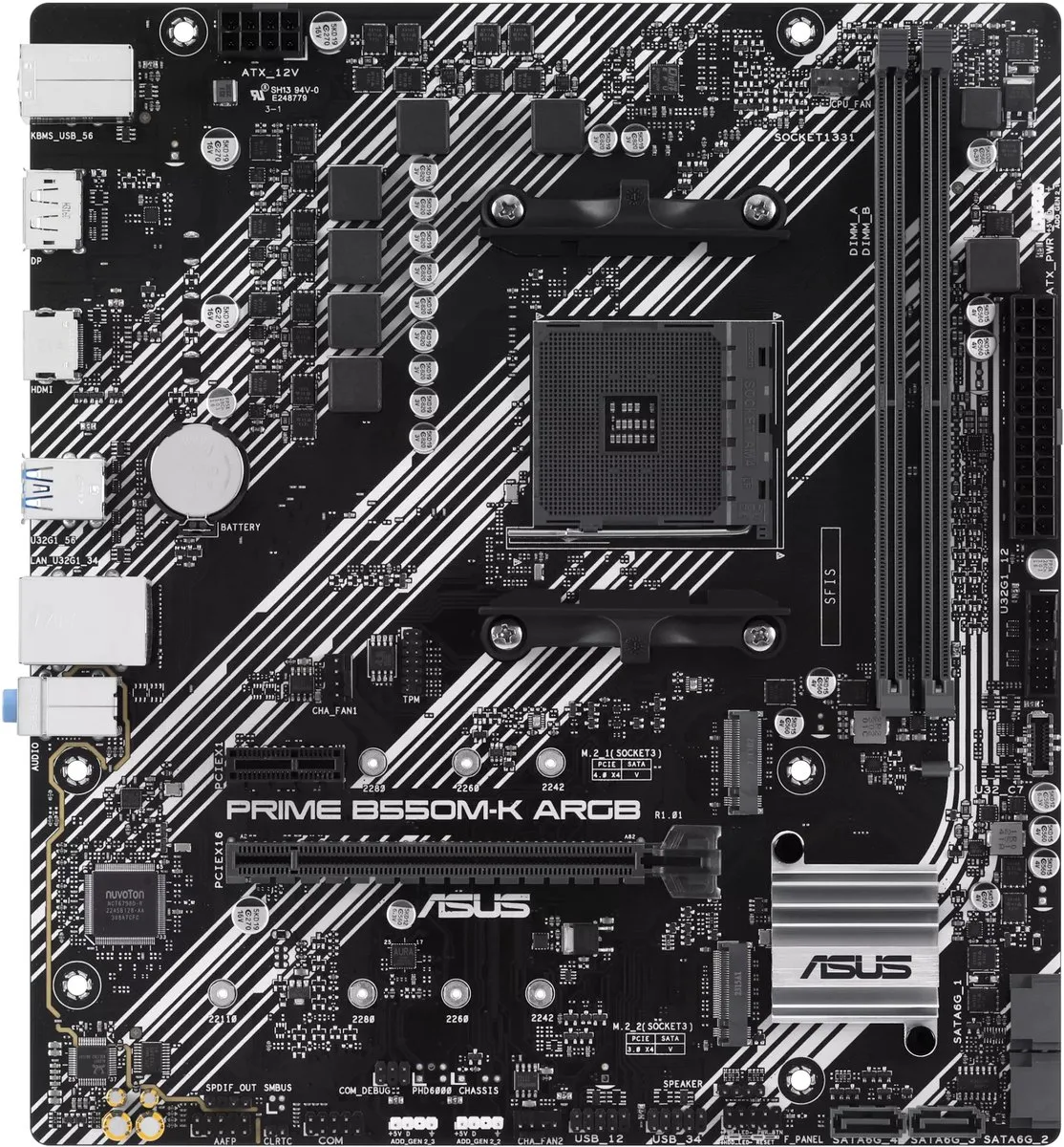 ASUS PRIME B550M-K ARGB B550 Micro-ATX Moederbord - afbeelding 6 van 6