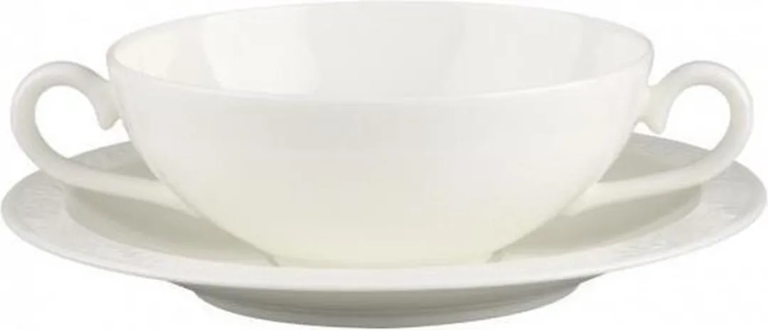Villeroy & Boch White Pearl Bouillonkop + Schotel
