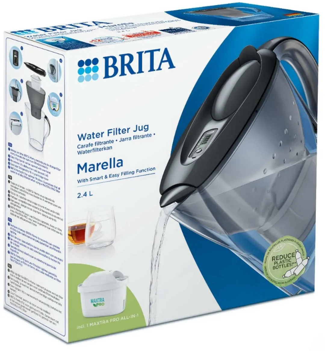 BRITA Marella Cool Waterfilterkan 2,4L - Grijs - MAXTRA PRO PFAS-filter