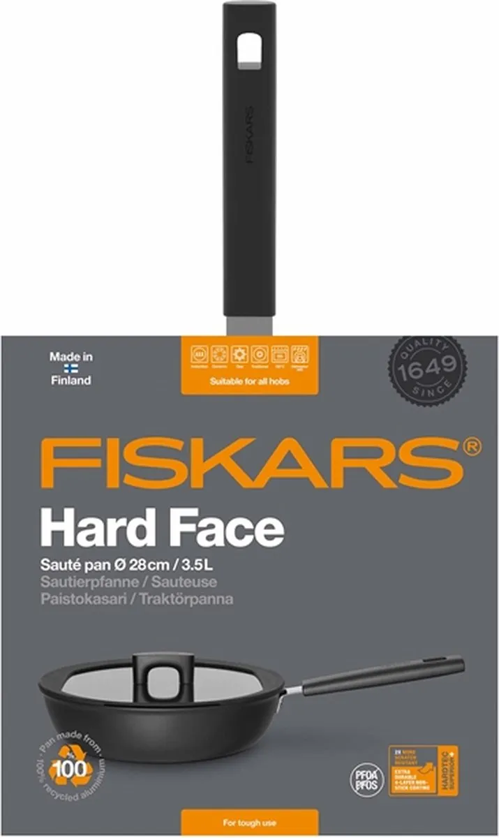 Fiskars Hard Face Frituurpan 28cm - Inductie - Zwart