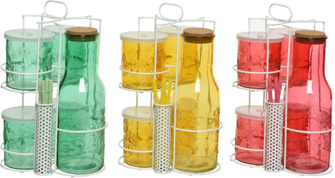 Decoris Mason Jars Drinkset 1L - 5 Stuks Groen