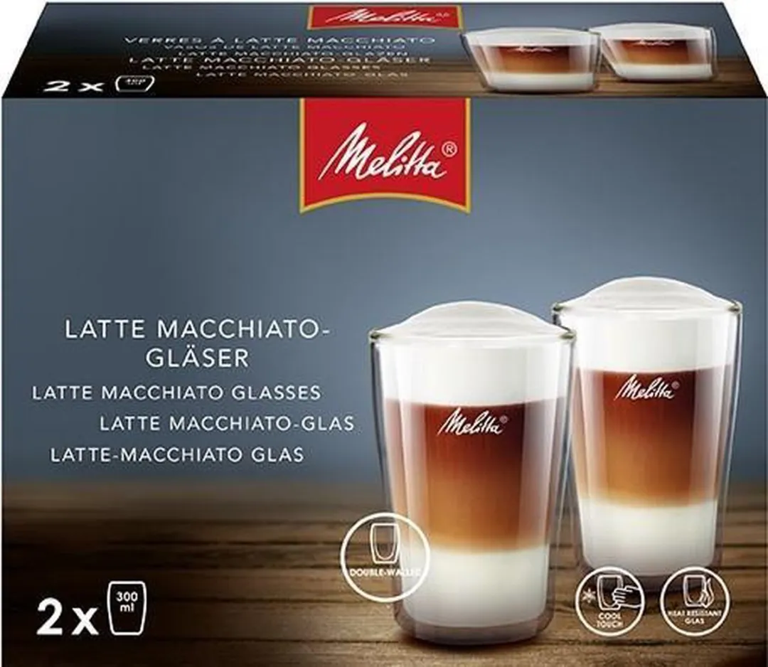 Melitta 6761118 Glas voor Latte Macchiato - 2 Stuks 300ml