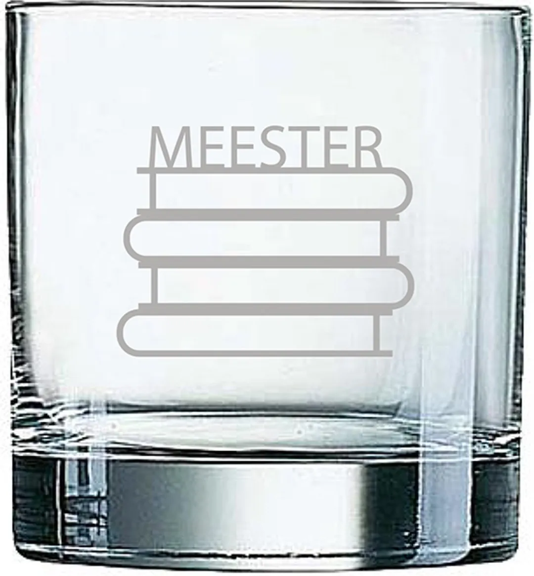 Arcoroc Whiskeyglas Gegraveerd Meester Boeken 38cl