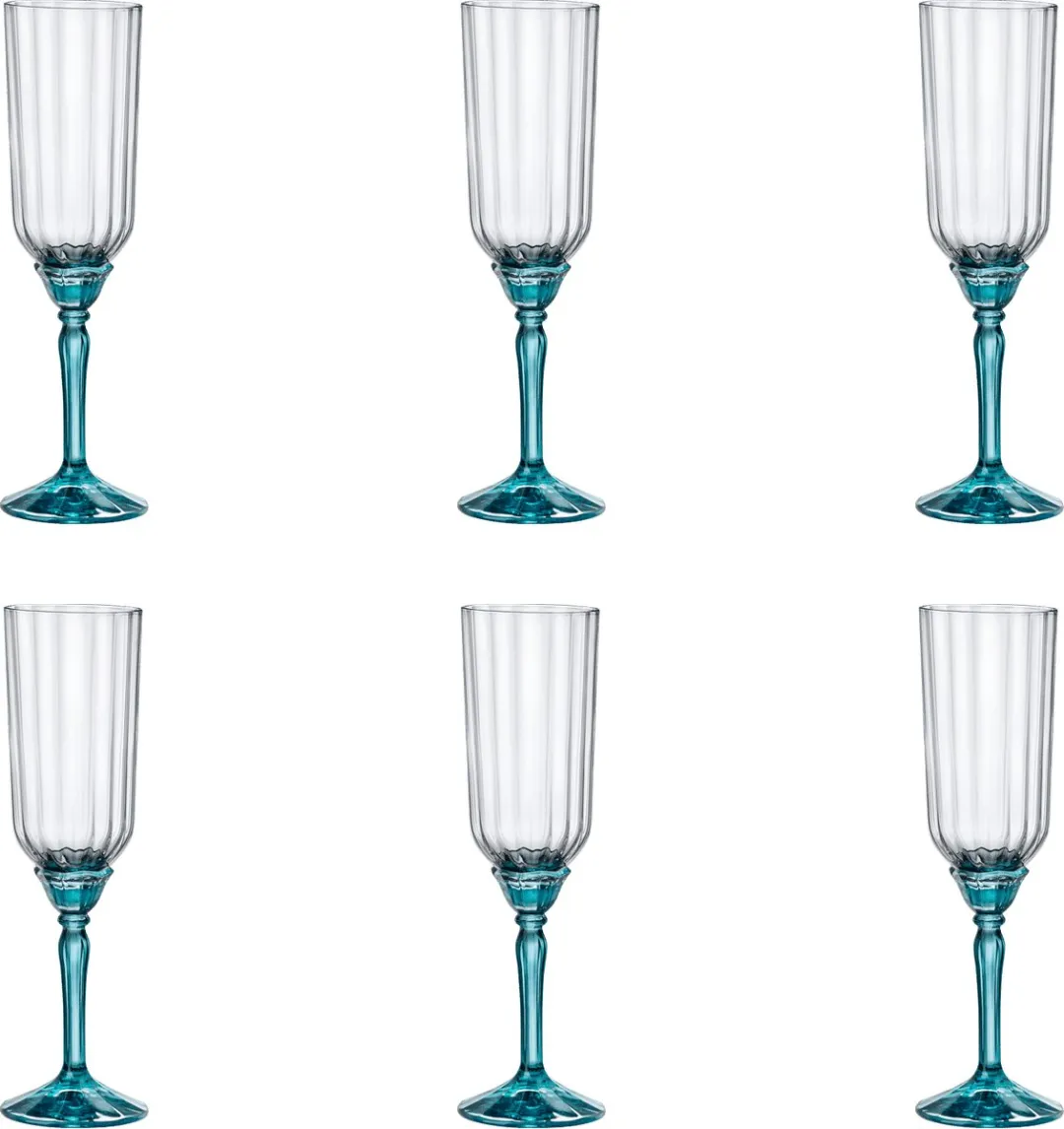 Bormioli Rocco Florian Champagneglas Blauw - 6 Stuks