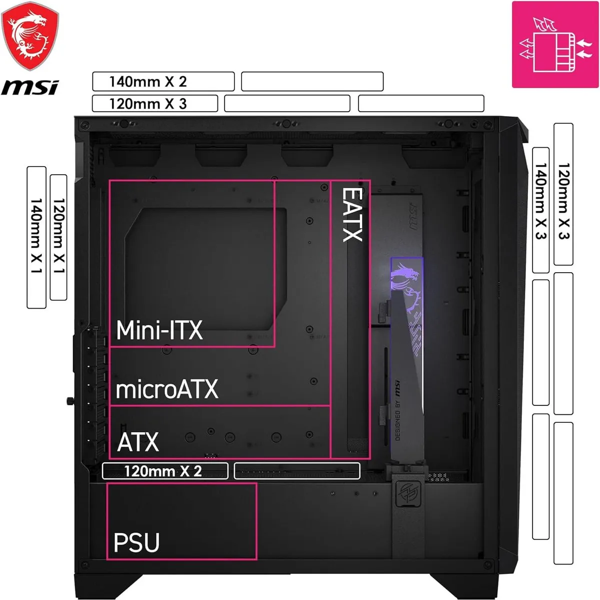 MSI MPG GUNGNIR 300R Airflow PC Behuizing - Zwart