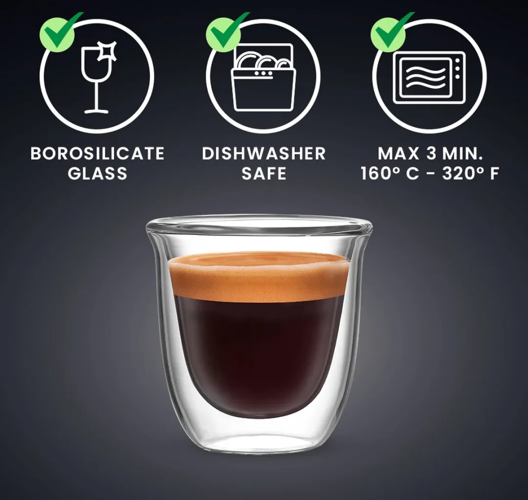Bialetti Firenze Dubbelwandig Koffieglas 80ml - 2 Stuks