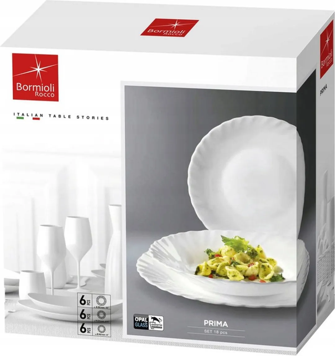 Bormioli Rocco Prima 3K5588 Serviesset 18-delig - Opaalglas - 6 Personen