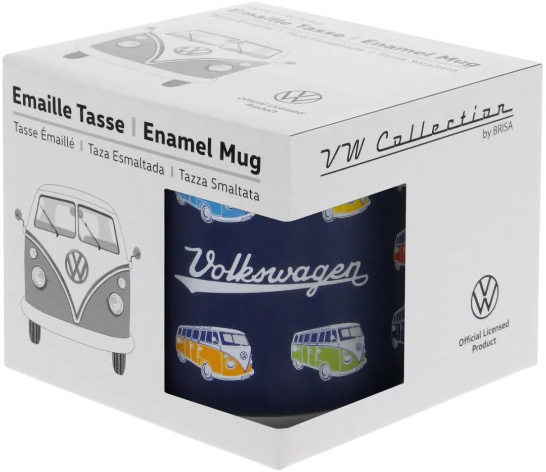 Volkswagen T1 Bus Emaille Mok 500ml - Parade/blauw