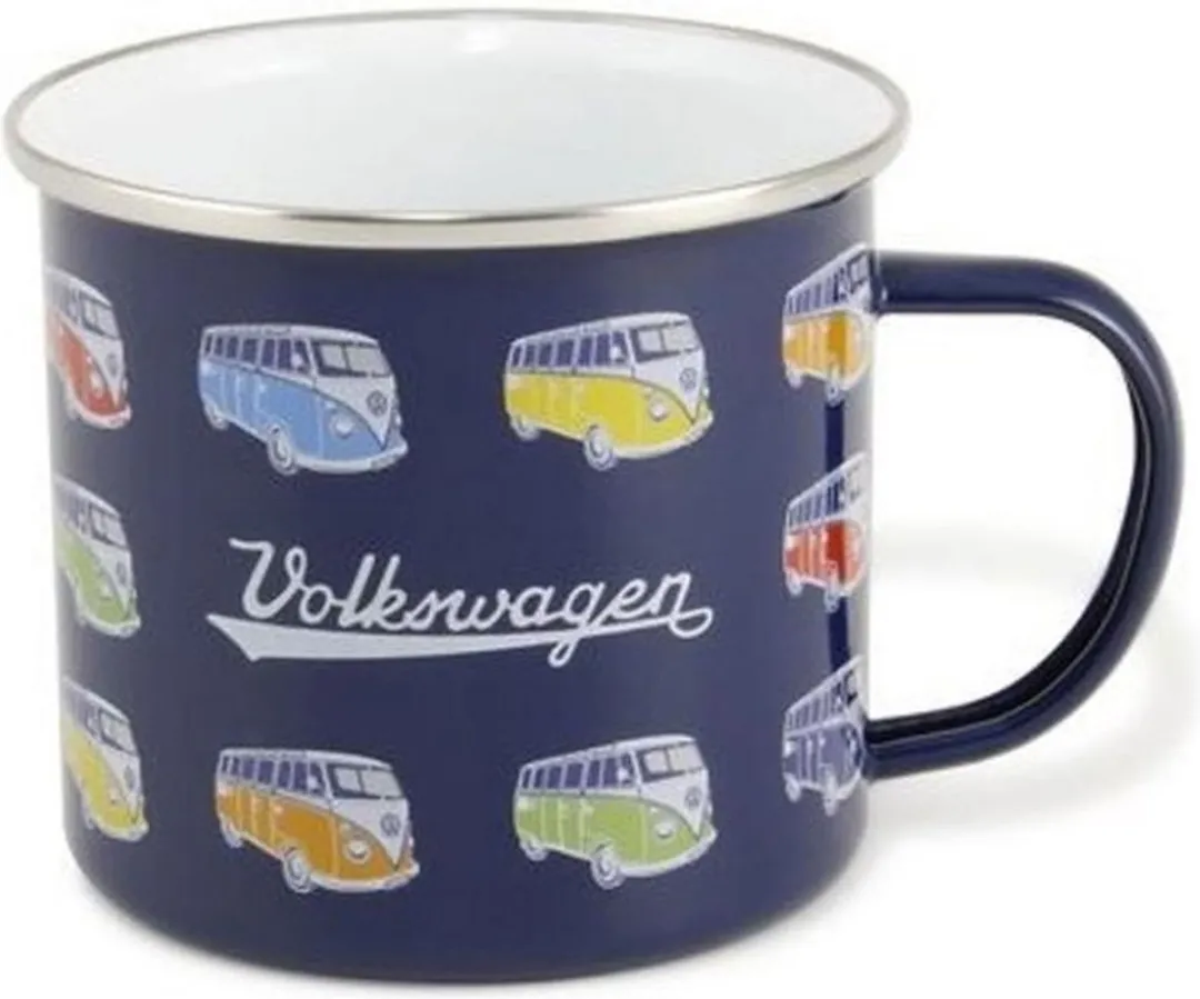 Volkswagen T1 Bus Emaille Mok 500ml - Parade/blauw
