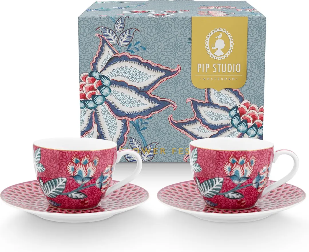 Pip Studio Flower Festival Espresso Kop & Schotel