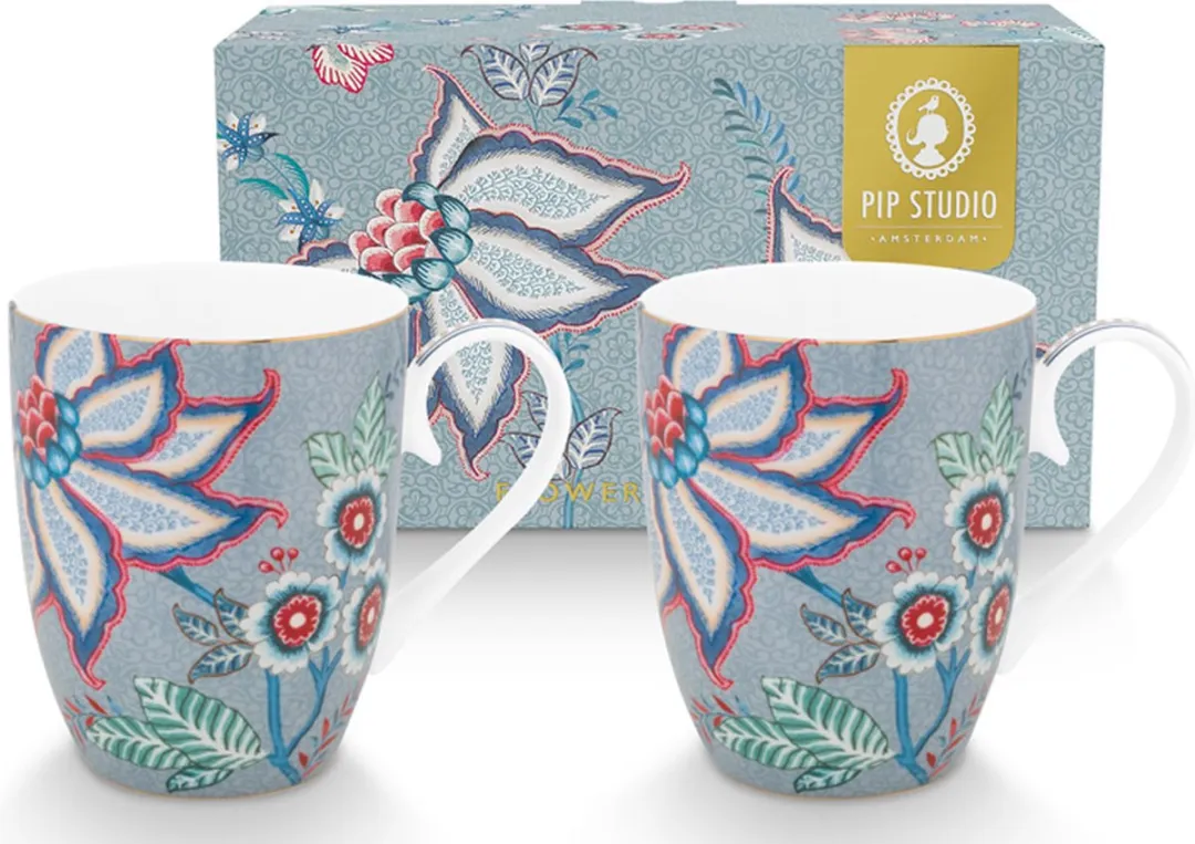 Pip Studio Flower Festival Set 2 Mokken 350ml - Lichtblauw