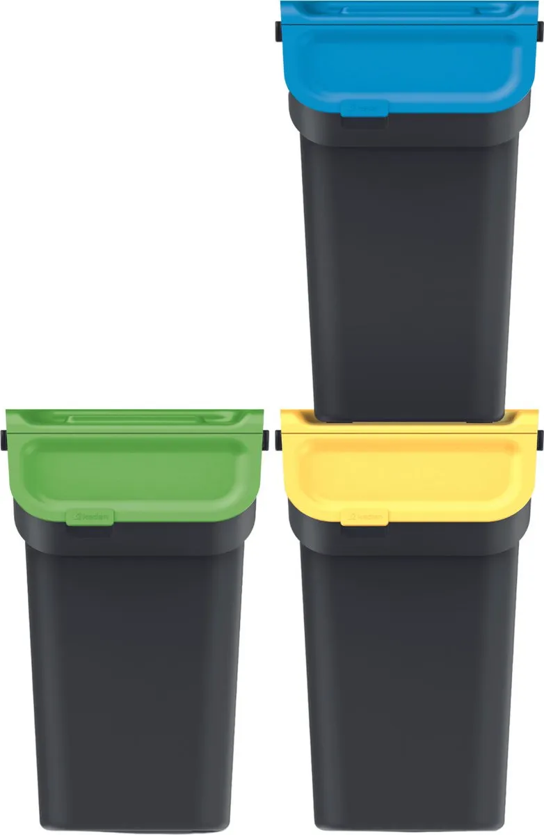 Prosperplast Keden Kaddi Q Prullenbakset - 3x25L Zwart