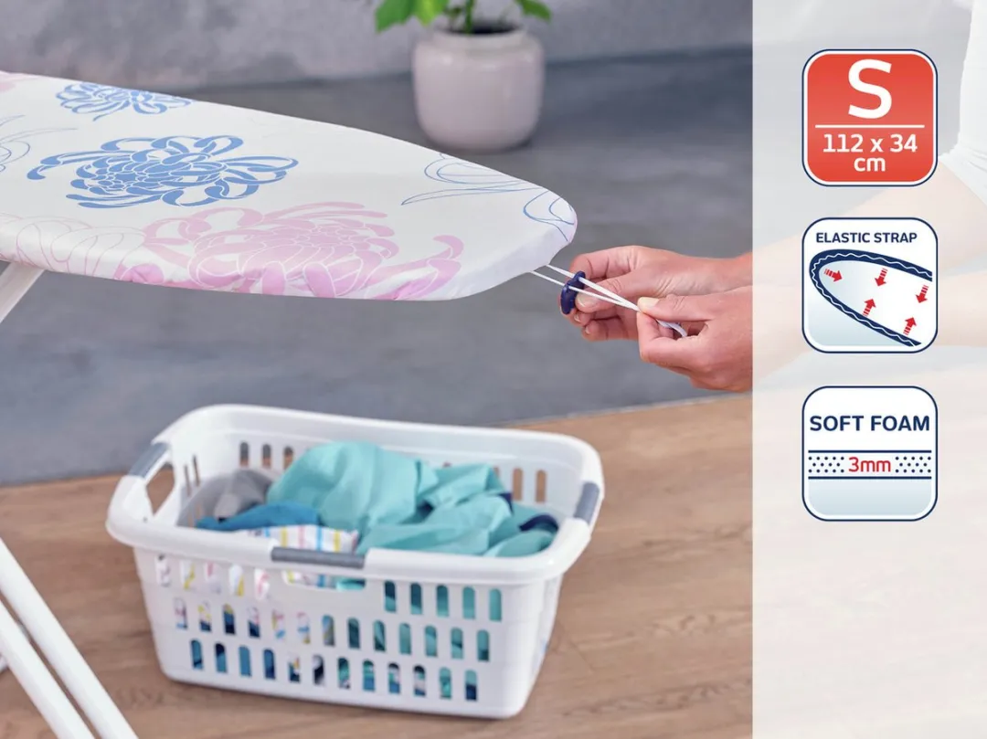 Leifheit Cotton Classic S Strijkplankhoes 71597 - 112x35cm - 3mm - Roze/Wit/Blauw