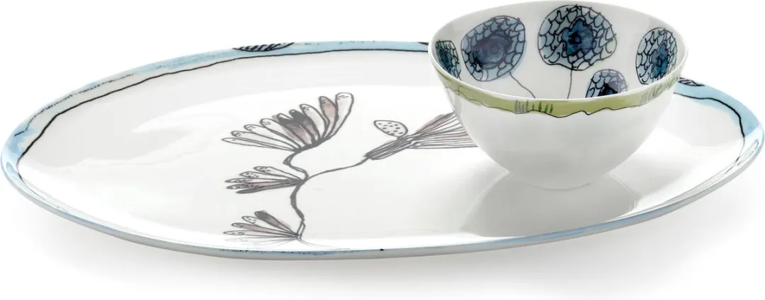 Serax Midnight Flowers By Marni Camelia Aubergine Serveerschaal 35x22,5cm